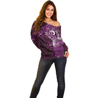 Matariki New Zealand Maori Koru Art Tattoo Off Shoulder Sweater New Year Galaxy Pink Sky Style