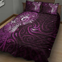 Matariki New Zealand Maori Koru Art Tattoo Quilt Bed Set New Year Galaxy Pink Sky Style