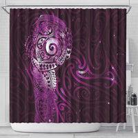 Matariki New Zealand Maori Koru Art Tattoo Shower Curtain New Year Galaxy Pink Sky Style