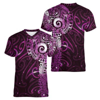 Matariki New Zealand Maori Koru Art Tattoo Women V-Neck T-Shirt New Year Galaxy Pink Sky Style