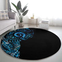 New Zealand Maori Koru Art Traditional Tattoo Round Carpet Paua Shell