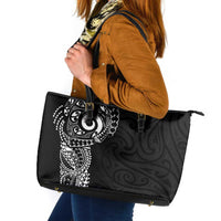 New Zealand Maori Koru Art Traditional Tattoo Leather Tote Bag Simple Style