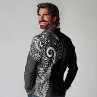 New Zealand Maori Koru Art Traditional Tattoo Long Sleeve Polo Shirt Simple Style