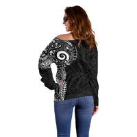 New Zealand Maori Koru Art Traditional Tattoo Off Shoulder Sweater Simple Style
