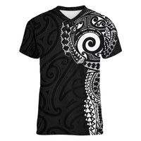 New Zealand Maori Koru Art Traditional Tattoo Women V-Neck T-Shirt Simple Style