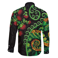 New Zealand Koru Plants and Pohutukawa Family Matching Mermaid Dress and Hawaiian Shirt Maori Tattoo Pattern