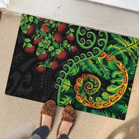New Zealand Koru Plants and Pohutukawa Rubber Doormat Maori Tattoo Pattern