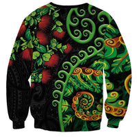 New Zealand Koru Plants and Pohutukawa Sweatshirt Maori Tattoo Pattern