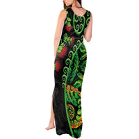 New Zealand Koru Plants and Pohutukawa Tank Maxi Dress Maori Tattoo Pattern