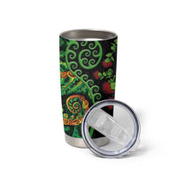 New Zealand Koru Plants and Pohutukawa Tumbler Cup Maori Tattoo Pattern LT03 - Polynesian Pride