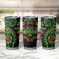 New Zealand Koru Plants and Pohutukawa Tumbler Cup Maori Tattoo Pattern LT03 - Polynesian Pride