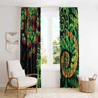New Zealand Koru Plants and Pohutukawa Window Curtain Maori Tattoo Pattern