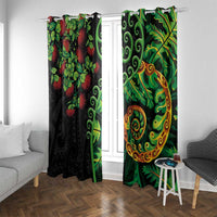 New Zealand Koru Plants and Pohutukawa Window Curtain Maori Tattoo Pattern