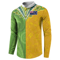 Cook Islands Language Week Button Sweatshirt Tatau Pattern and Rarotongan Alphabet - Polynesian Pride