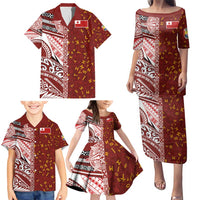 Tonga Language Week Family Matching Puletasi and Hawaiian Shirt Ngatu Pattern and Tongan Alphabet LT03 - Polynesian Pride