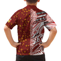 Tonga Language Week Family Matching Tank Maxi Dress and Hawaiian Shirt Ngatu Pattern and Tongan Alphabet - Polynesian Pride