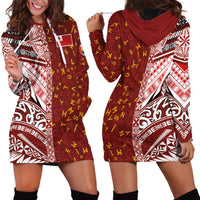 Tonga Language Week Hoodie Dress Ngatu Pattern and Tongan Alphabet - Polynesian Pride