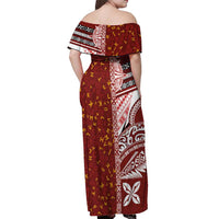 Tonga Language Week Off Shoulder Maxi Dress Ngatu Pattern and Tongan Alphabet - Polynesian Pride