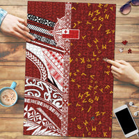 Tonga Language Week Puzzle Ngatu Pattern and Tongan Alphabet LT03 Red - Polynesian Pride