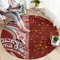 Tonga Language Week Round Carpet Ngatu Pattern and Tongan Alphabet - Polynesian Pride