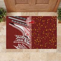 Tonga Language Week Rubber Doormat Ngatu Pattern and Tongan Alphabet LT03 Red - Polynesian Pride