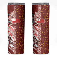 Tonga Language Week Skinny Tumbler Ngatu Pattern and Tongan Alphabet - Polynesian Pride