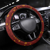 Tonga Language Week Steering Wheel Cover Ngatu Pattern and Tongan Alphabet - Polynesian Pride