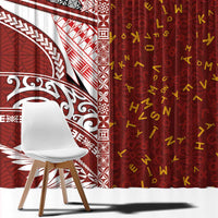Tonga Language Week Window Curtain Ngatu Pattern and Tongan Alphabet - Polynesian Pride