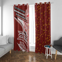 Tonga Language Week Window Curtain Ngatu Pattern and Tongan Alphabet - Polynesian Pride
