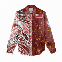 Tonga Language Week Women Casual Shirt Ngatu Pattern and Tongan Alphabet - Polynesian Pride