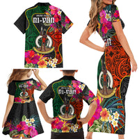 Penama Day Family Matching Short Sleeve Bodycon Dress and Hawaiian Shirt Proud To Be A Ni-Van Beauty Pacific Flower LT03 - Polynesian Pride