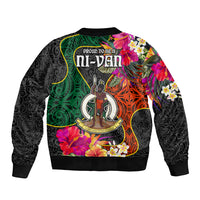 Penama Day Sleeve Zip Bomber Jacket Proud To Be A Ni-Van Beauty Pacific Flower LT03 - Polynesian Pride