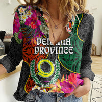 Penama Day Women Casual Shirt Proud To Be A Ni-Van Beauty Pacific Flower LT03 Female Black - Polynesian Pride