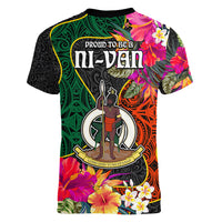 Penama Day Women V Neck T Shirt Proud To Be A Ni-Van Beauty Pacific Flower LT03 - Polynesian Pride
