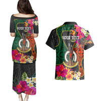 Personalised Penama Day Couples Matching Puletasi Dress and Hawaiian Shirt Proud To Be A Ni-Van Beauty Pacific Flower LT03 - Polynesian Pride