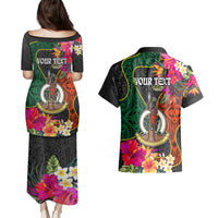 Personalised Penama Day Couples Matching Puletasi Dress and Hawaiian Shirt Proud To Be A Ni-Van Beauty Pacific Flower LT03 - Polynesian Pride