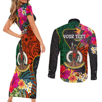 Personalised Penama Day Couples Matching Short Sleeve Bodycon Dress and Long Sleeve Button Shirts Proud To Be A Ni-Van Beauty Pacific Flower LT03 - Polynesian Pride