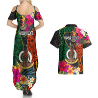 Personalised Penama Day Couples Matching Summer Maxi Dress and Hawaiian Shirt Proud To Be A Ni-Van Beauty Pacific Flower LT03 - Polynesian Pride