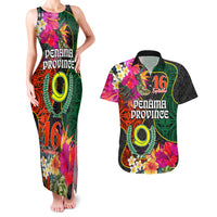 Personalised Penama Day Couples Matching Tank Maxi Dress and Hawaiian Shirt Proud To Be A Ni-Van Beauty Pacific Flower LT03 Black - Polynesian Pride