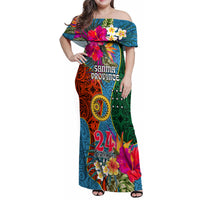 Sanma Day Family Matching Off Shoulder Maxi Dress and Hawaiian Shirt Proud To Be A Ni-Van Beauty Pacific Flower LT03 - Polynesian Pride