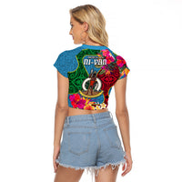 Sanma Day Raglan Cropped T Shirt Proud To Be A Ni-Van Beauty Pacific Flower LT03 - Polynesian Pride