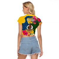 Malampa Day Raglan Cropped T Shirt Proud To Be A Ni-Van Beauty Pacific Flower LT03 - Polynesian Pride