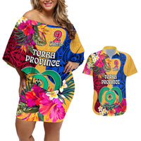 Torba Day Couples Matching Off Shoulder Short Dress and Hawaiian Shirt Proud To Be A Ni-Van Beauty Pacific Flower LT03 Yellow - Polynesian Pride