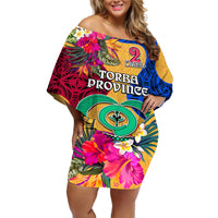 Torba Day Off Shoulder Short Dress Proud To Be A Ni-Van Beauty Pacific Flower LT03 Women Yellow - Polynesian Pride