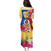 Personalised Torba Day Family Matching Puletasi Dress and Hawaiian Shirt Proud To Be A Ni-Van Beauty Pacific Flower LT03 - Polynesian Pride