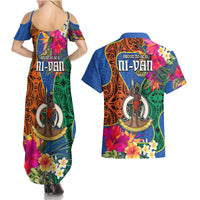 Tafea Day Couples Matching Summer Maxi Dress and Hawaiian Shirt Proud To Be A Ni-Van Beauty Pacific Flower LT03 - Polynesian Pride