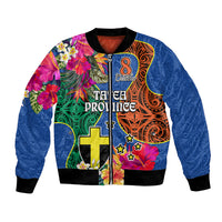 Personalised Tafea Day Bomber Jacket Proud To Be A Ni-Van Beauty Pacific Flower LT03 Unisex Blue - Polynesian Pride