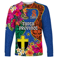 Personalised Tafea Day Long Sleeve Shirt Proud To Be A Ni-Van Beauty Pacific Flower LT03 Unisex Blue - Polynesian Pride