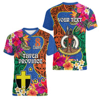 Personalised Tafea Day Women V Neck T Shirt Proud To Be A Ni-Van Beauty Pacific Flower LT03 - Polynesian Pride