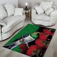 New Zealand Kereru And Pohutukawa Area Rug Maori Tribal Tattoo
